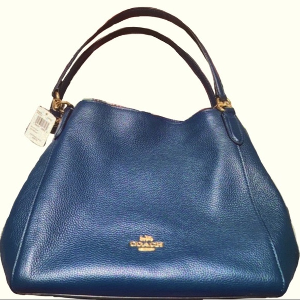 Coach peacock blue tote bag
